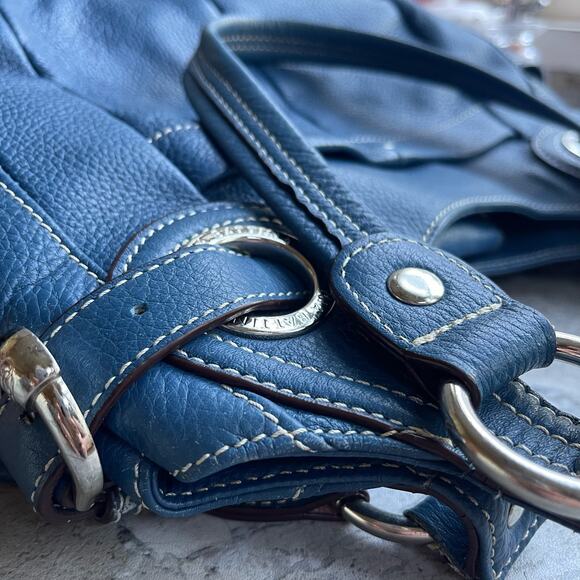 Mia Battina Retro Blue Leather Hand Bag - Picture 13 of 14